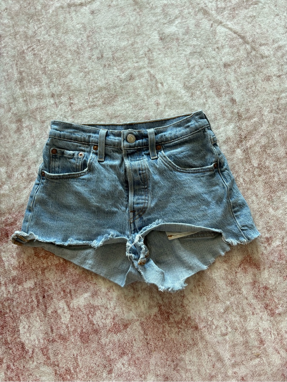 Levi's Light Blue Distressed Denim Cutoff Shorts